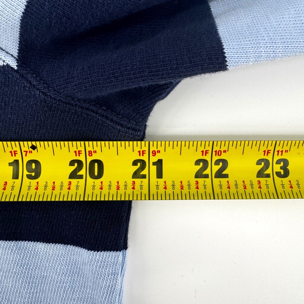 Polo Ralph Lauren Mens Custom Slim Fit Rugby Shirt Navy Blue Striped Size M - Picture 7 of 8